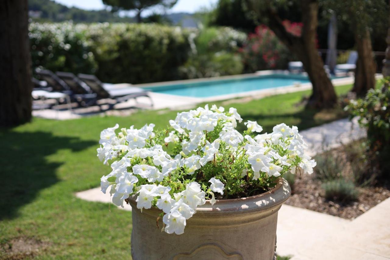 L'Elegante Bastide En Pierre Avec Vue Sur Le Vieux Village De Mougins Esterno foto