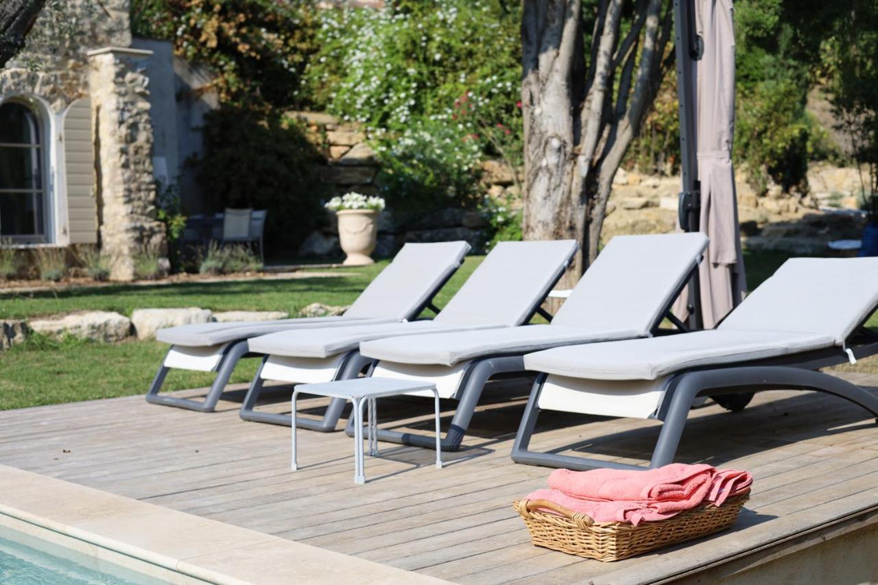 L'Elegante Bastide En Pierre Avec Vue Sur Le Vieux Village De Mougins Esterno foto